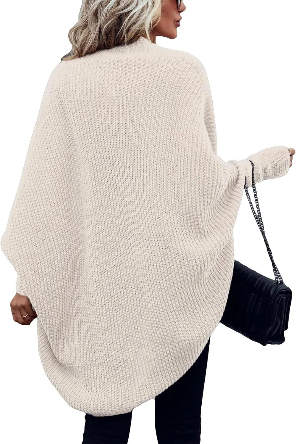 Verdusa Women's Casual Open Front Dolman Long Sleeve Knit Oversized Cardigan Sweater