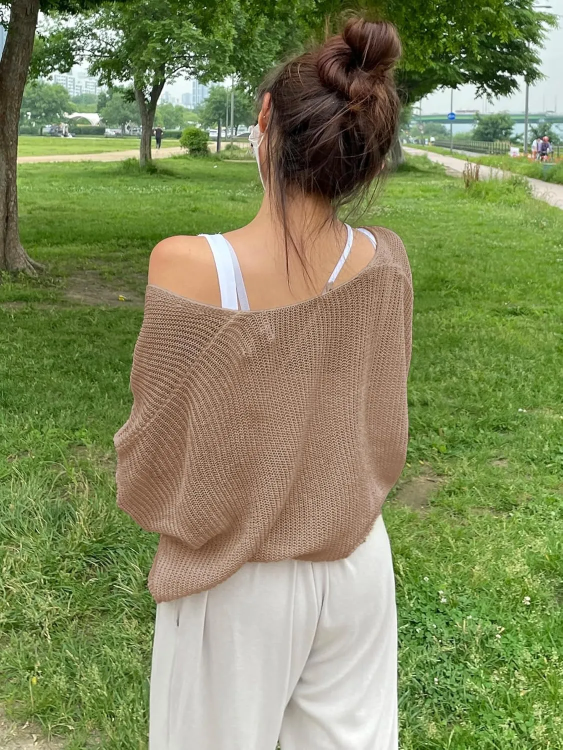 Verdusa Women's Tie Front Drop Shoulder Long Sleeve Knit Cardigan Sweater Kimono