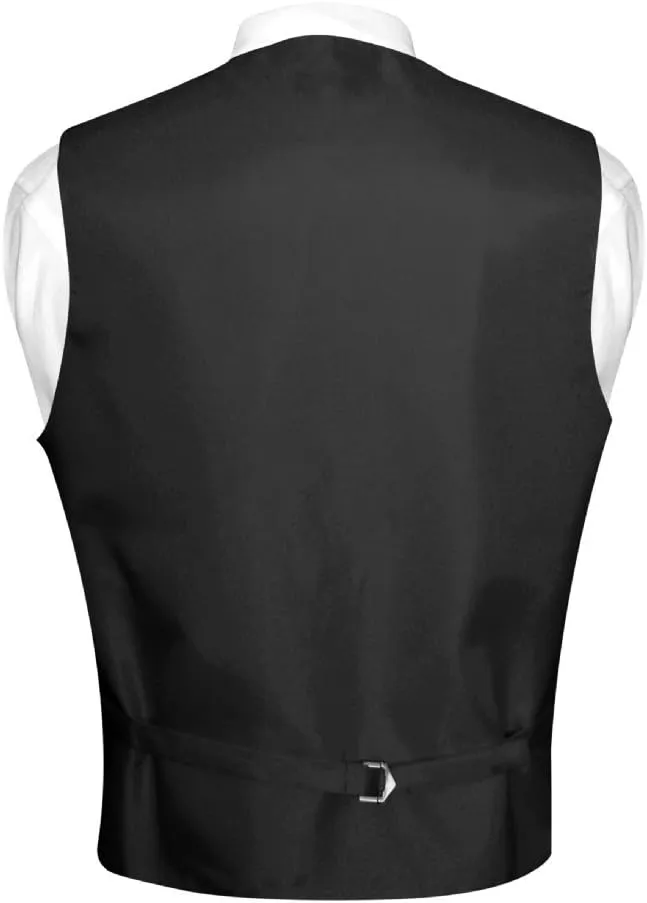 Vesuvio Napoli Men's Paisley Design Dress Vest & NeckTie GOLD Color Neck Tie Set for Suit Tux