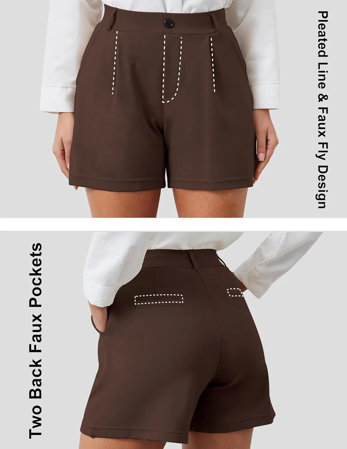 VIMPEP 4"/7" Womens Wide Leg Yoga Dress Shorts, High Waisted Stretchy Pleated Business Casual Shorts with Pockets D601