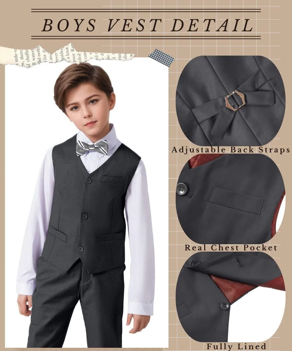 Visaccy 3 Buttons Boys Girls Fully Lined Formal Suit Vest