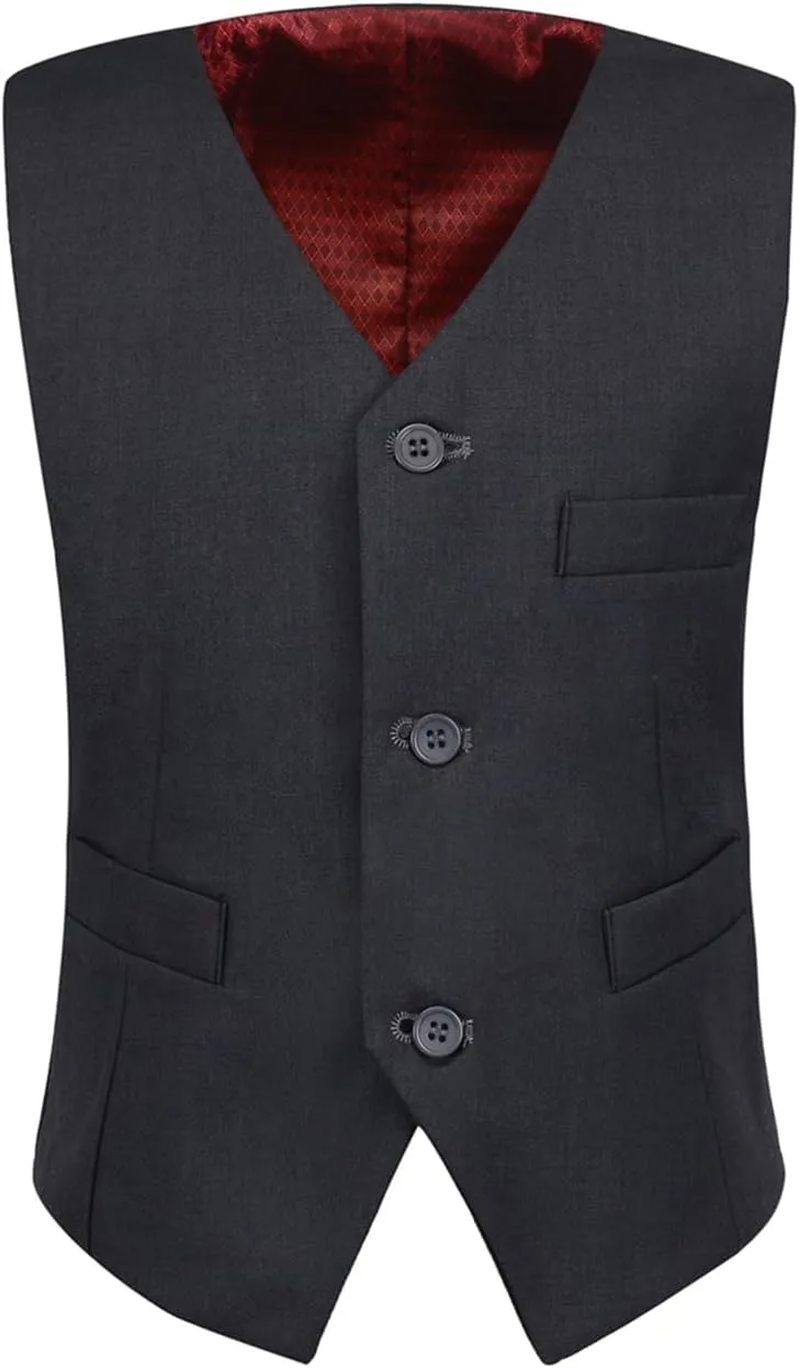 Visaccy 3 Buttons Boys Girls Fully Lined Formal Suit Vest