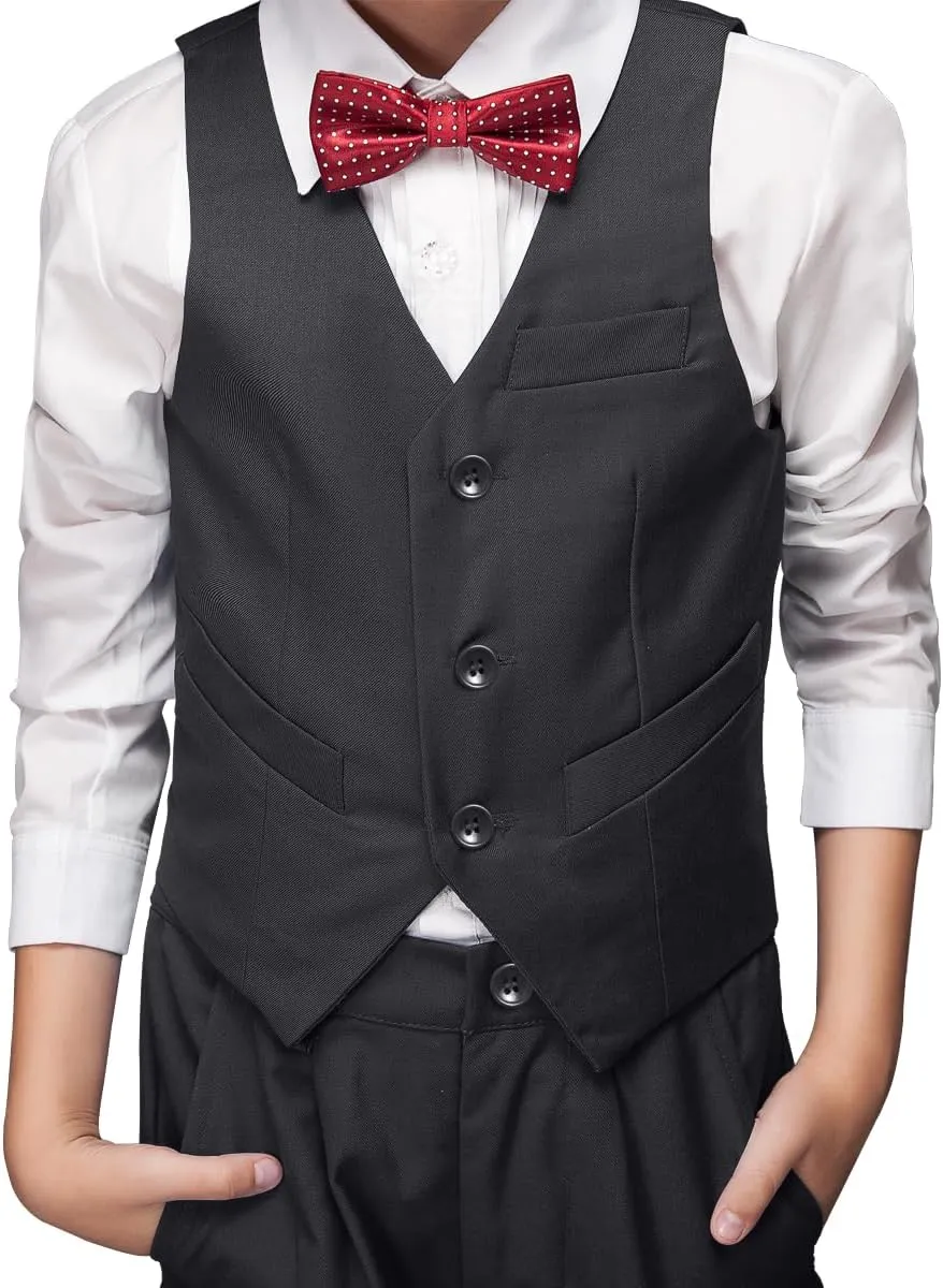 Visaccy 3 Buttons Boys Girls Fully Lined Formal Suit Vest