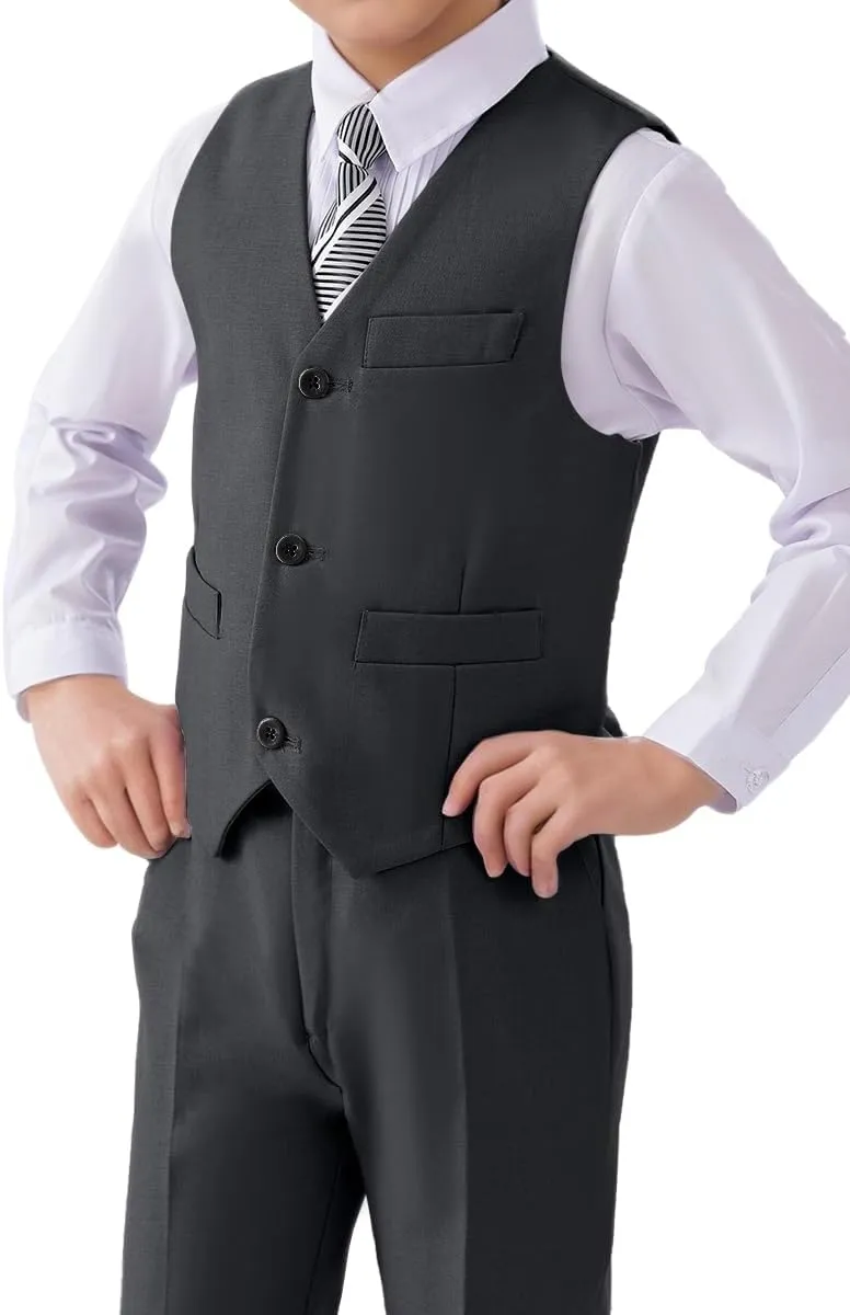 Visaccy 3 Buttons Boys Girls Fully Lined Formal Suit Vest