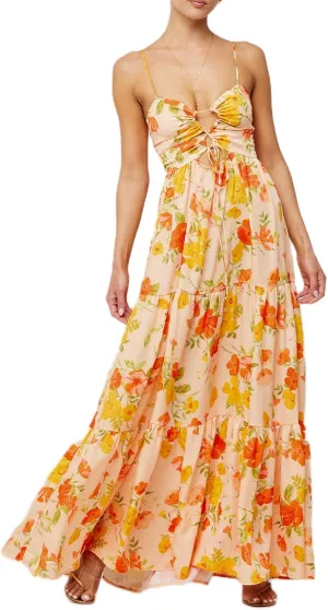 Women Boho Tie Shoulder Floral Maxi Dress Y2k Spaghetti Strap Patchwork Long Dresses Summer Flowy Beach Sundress