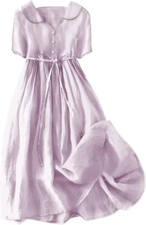 Women Cotton Linen Dresses 3/4 Sleeve Floral Print 2025 Maxi Button Down Casual Boho Plus Size A Line Summer Dress