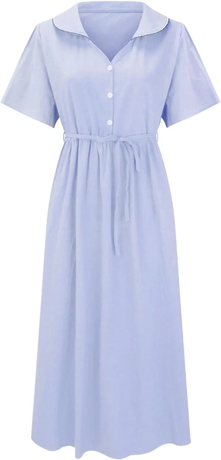 Women Cotton Linen Dresses 3/4 Sleeve Floral Print 2025 Maxi Button Down Casual Boho Plus Size A Line Summer Dress