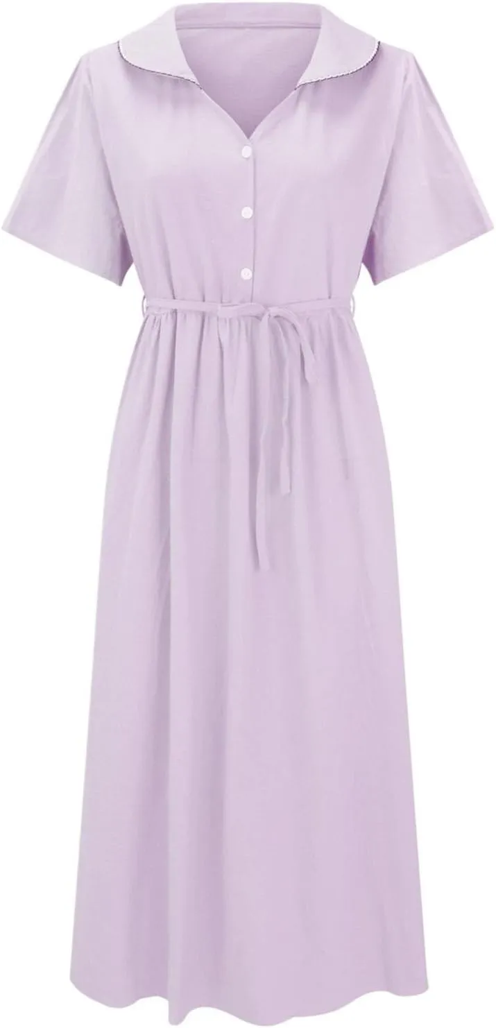 Women Cotton Linen Dresses 3/4 Sleeve Floral Print 2025 Maxi Button Down Casual Boho Plus Size A Line Summer Dress