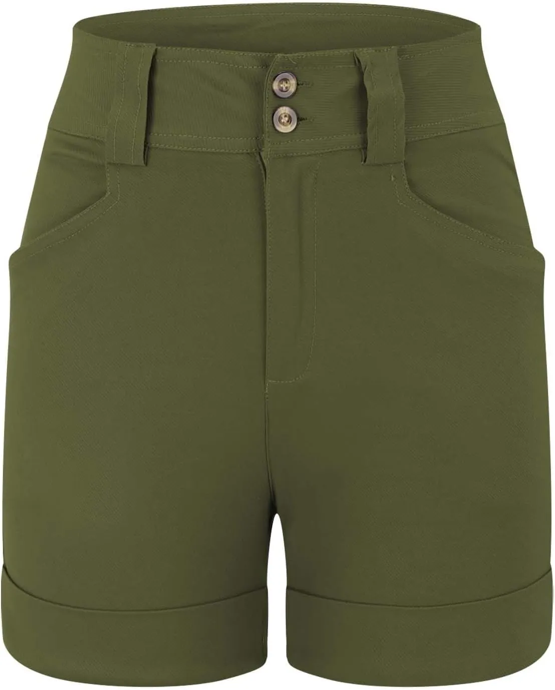 Women High Waisted Jean Shorts Stretchy Twill Denim Short for Women Folded Hem Chino Shorts Summer Jorts Plus Size