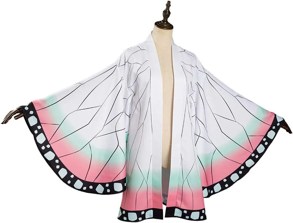 Women Kochou Cloak Shinobu Robe Kimetsu Cosplay Costume Kimono Cape Halloween Suit Adult