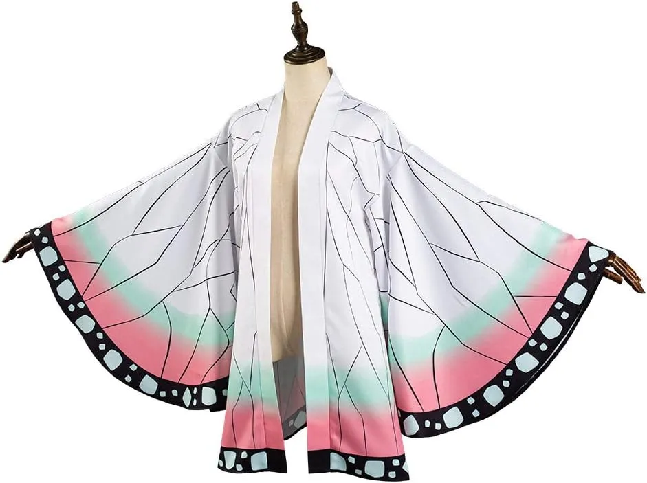 Women Kochou Cloak Shinobu Robe Kimetsu Cosplay Costume Kimono Cape Halloween Suit Adult