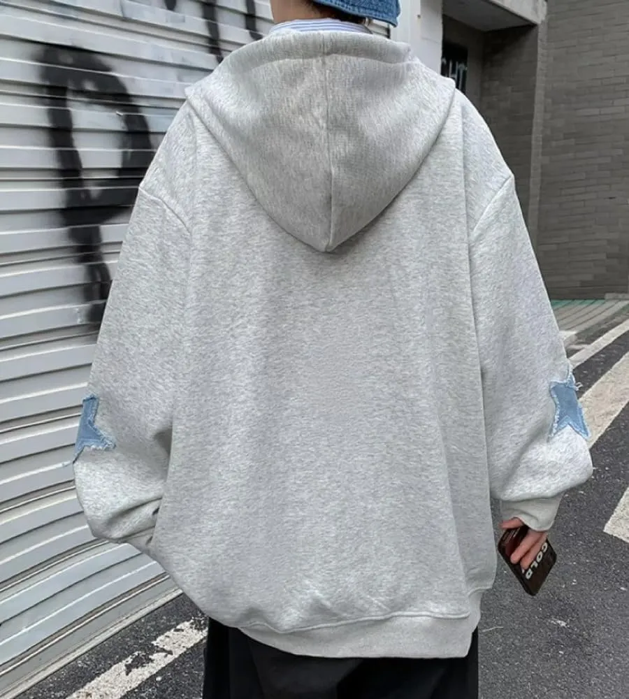 Women Star Graphic Zip Up Hoodies Sweatshirt Y2K Long Sleeve Hooded Jacket Tops Oversized Streetwear