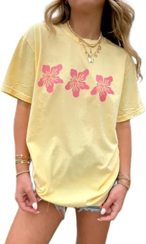 Women Vintage Oceanside Seafood Graphic Letter Print Aesthetics Short Sleeves Oversized Tee T-Shirt