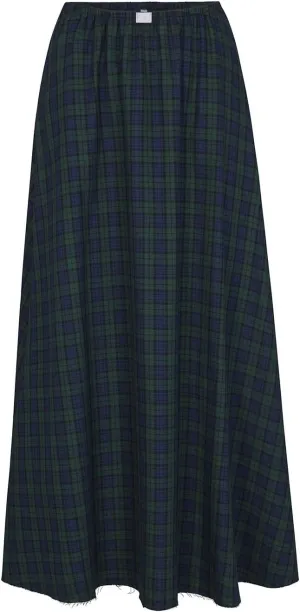 Women Vintage Plaid Maxi Skirt Elastic Waist Low Rise Gingham A Line Long Skirt Y2K Retro Swing Flowy Skirt Beachwear