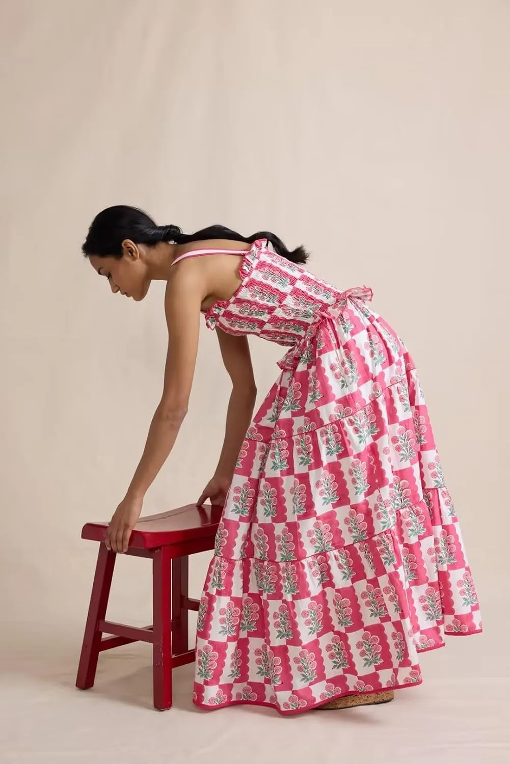 Women Y2k Boho Maxi Dress Tie Shoulder Backless Strappy Tiered Flowy Dress 2024 Summer Floral Beach Sundress