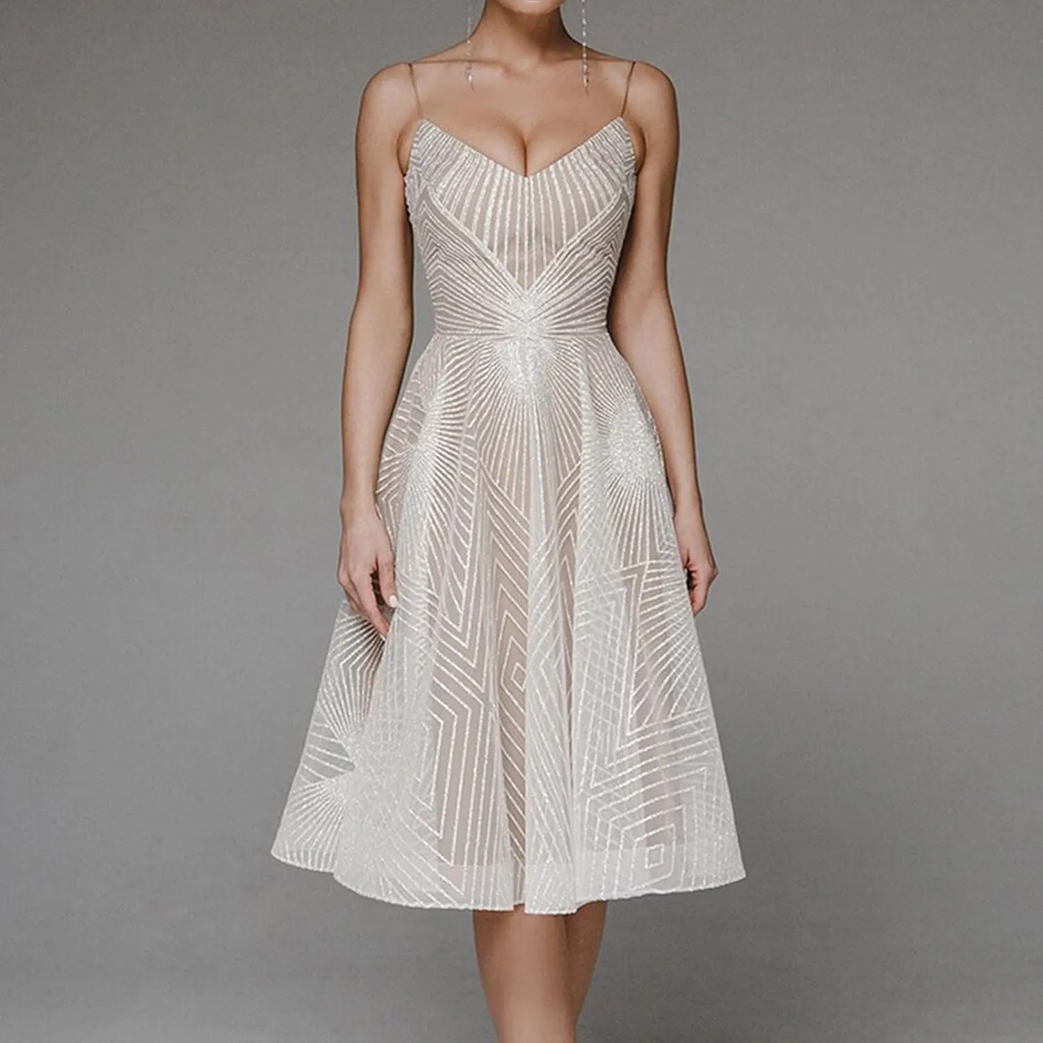 Women's A Line Lace Appliques Long Wedding Dresses for Bride Chiffon Boho Evening Gowns for Wedding Guests