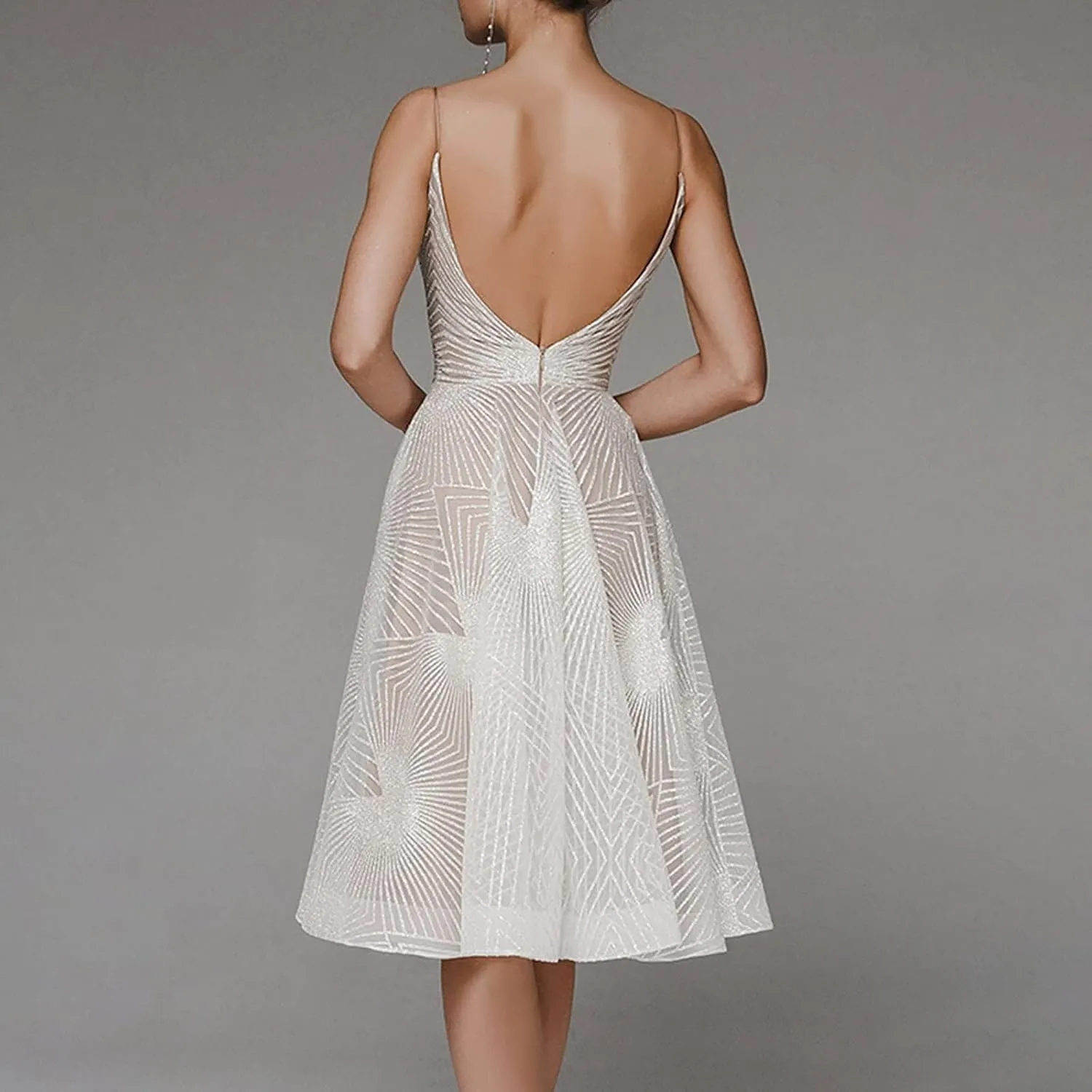 Women's A Line Lace Appliques Long Wedding Dresses for Bride Chiffon Boho Evening Gowns for Wedding Guests