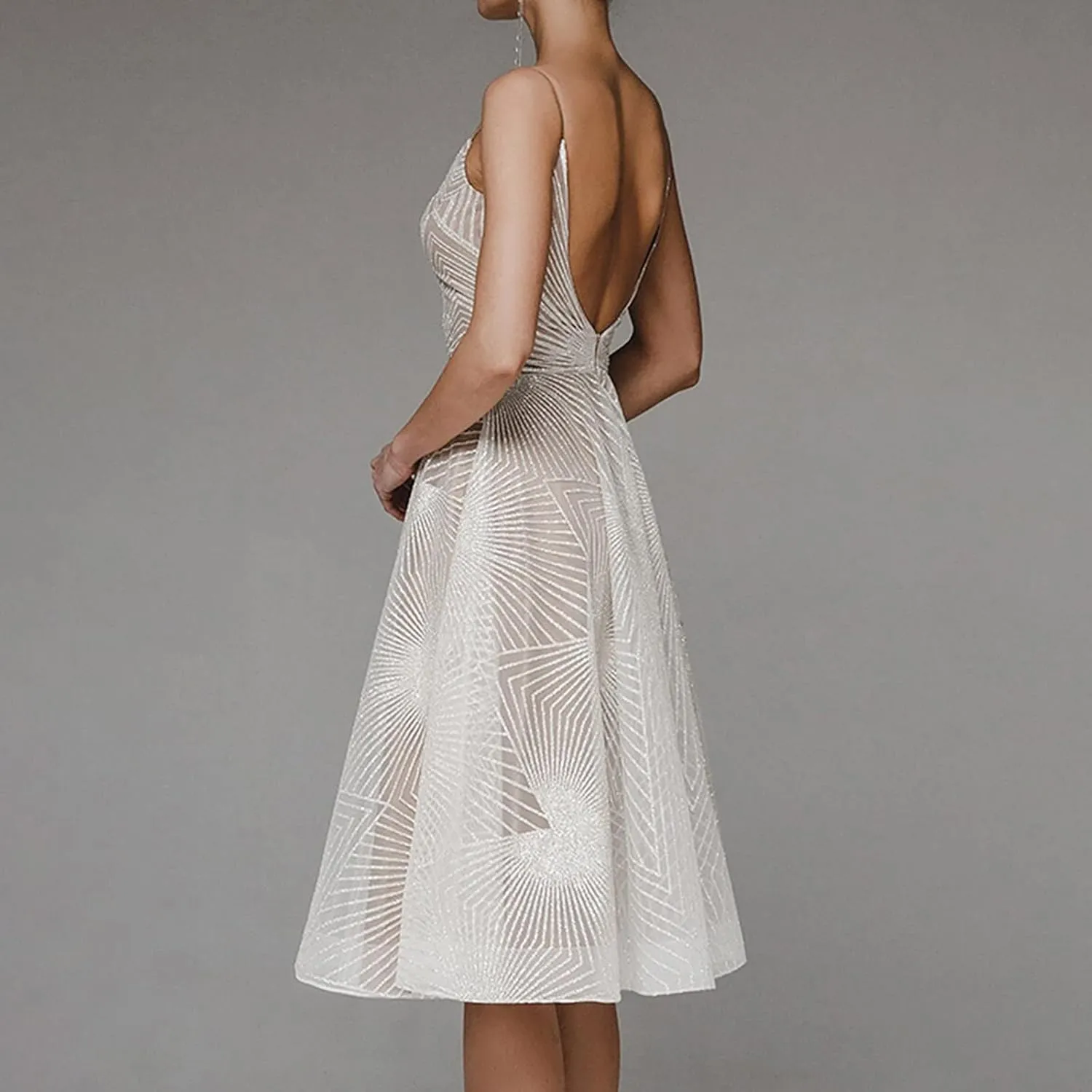 Women's A Line Lace Appliques Long Wedding Dresses for Bride Chiffon Boho Evening Gowns for Wedding Guests