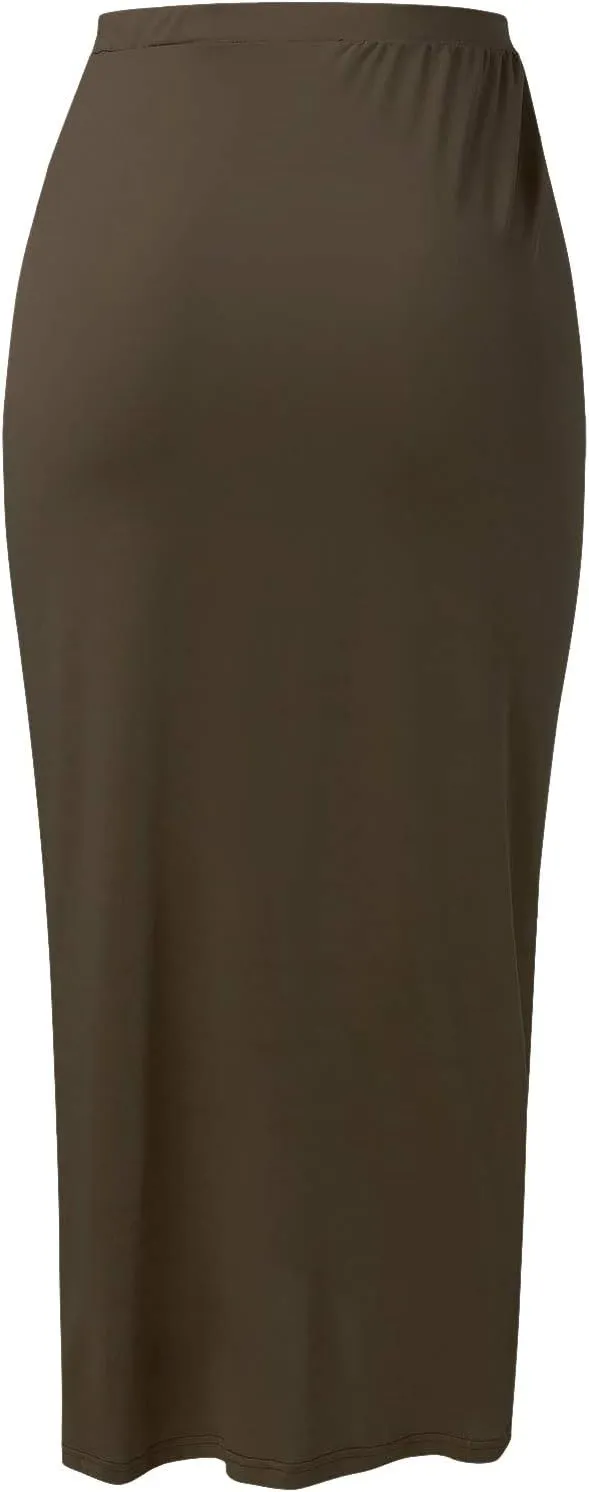 Womens A Line Midi Skirt Wrap Women's Draped Skirt High Waist Slit Solid Elastic Asymmetrical Skirts for Women