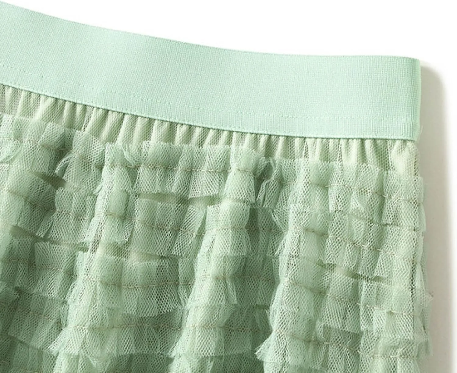 Women's A Line Pleated Skirt Long Tutu Skirt Ruffle Mesh Vintage Calf Length Chiffon High Waist Bubble Sporty