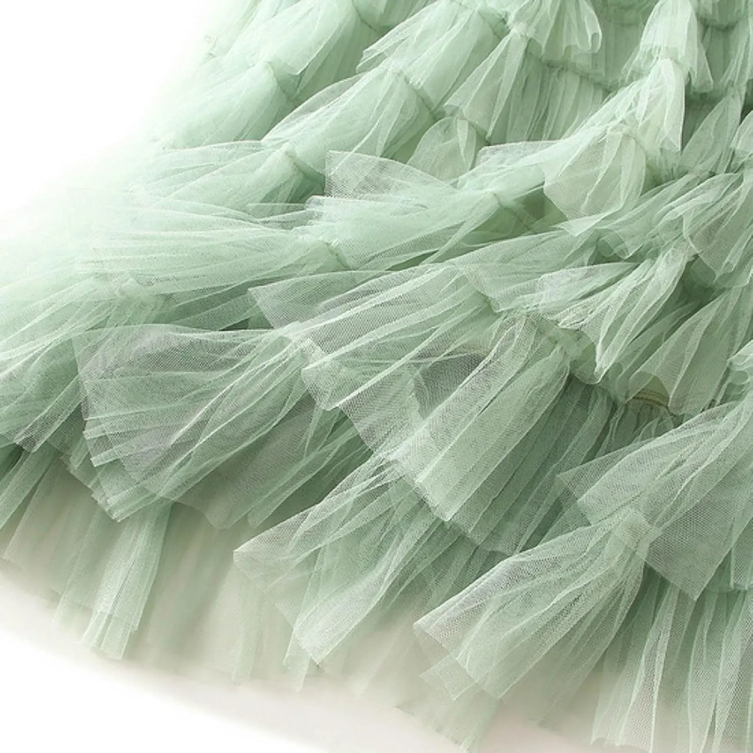 Women's A Line Pleated Skirt Long Tutu Skirt Ruffle Mesh Vintage Calf Length Chiffon High Waist Bubble Sporty