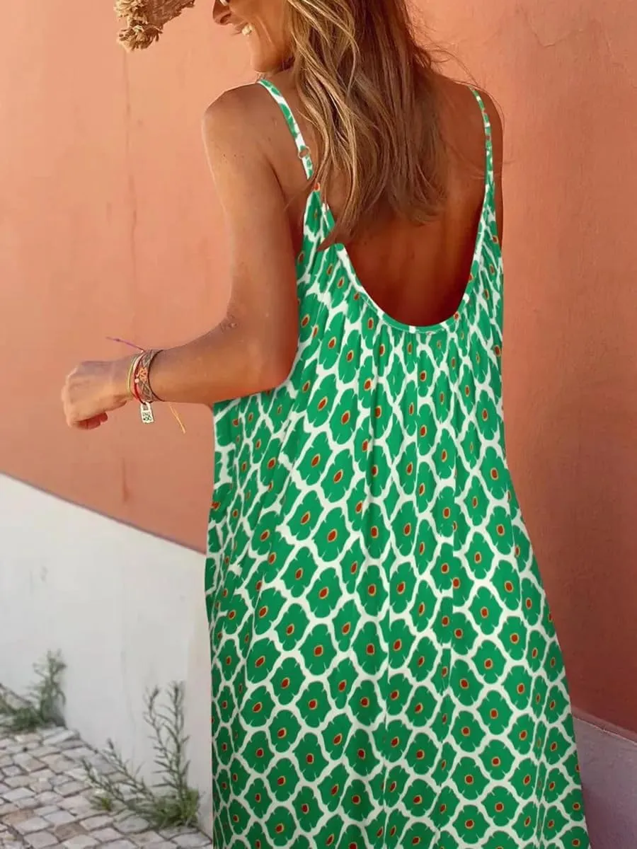 Womens Boho Floral Print Sleeveless Maxi Dress Casual Spaghetti Strap Ruffle Tiered Long Summer Beach Dresses