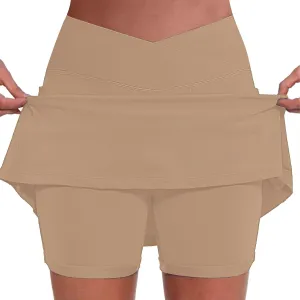 Women's Boho Skirts 2025 Summer Athletic Loose Trendy Drawstring Solid Color Yoga Fitness Tennis Skirt, S-5XL