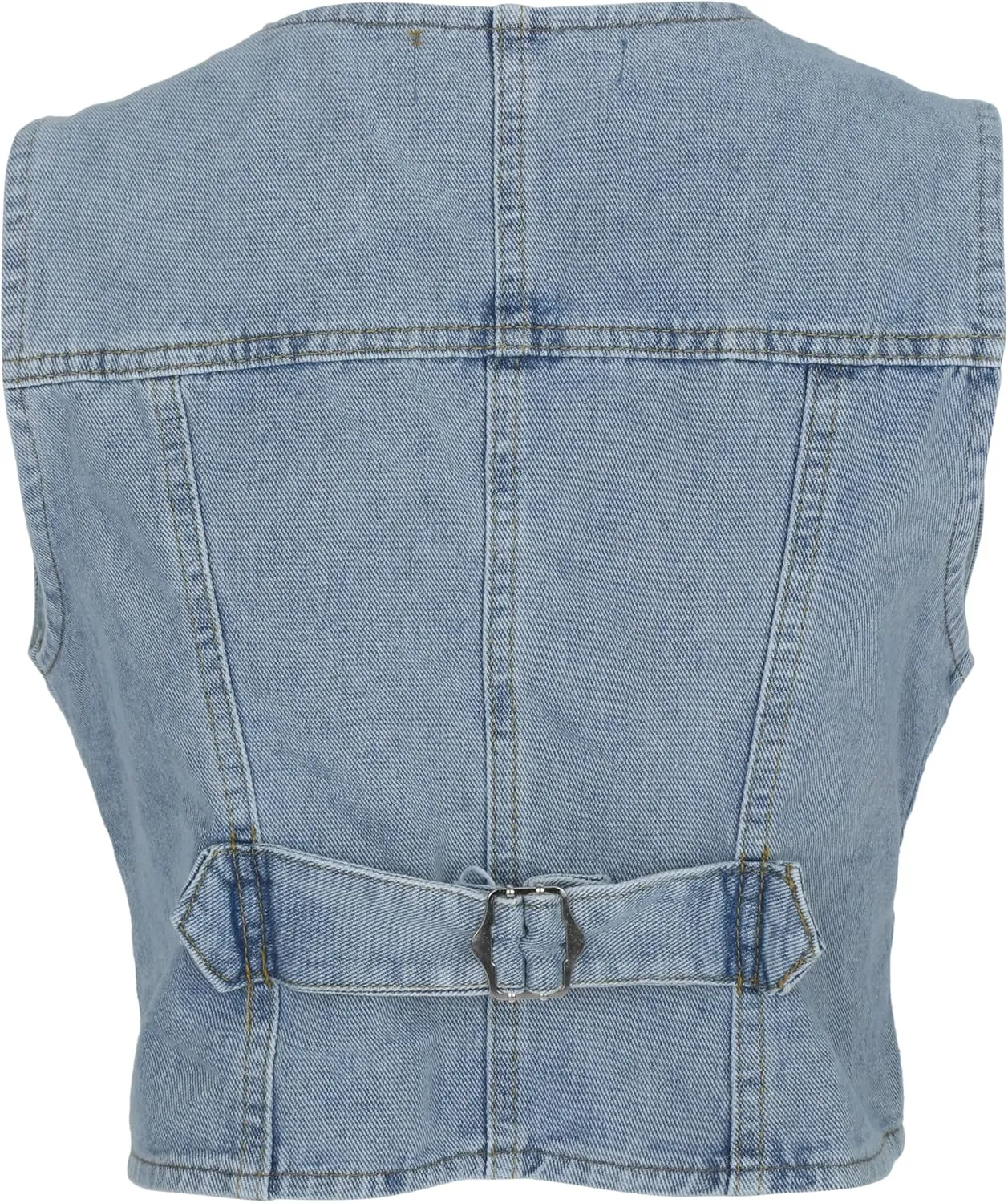 Women's Denim Vest - Adjustable Waist Jean Vest - Premium Washed Denim Sleeveless Jacket - Casual and Party Wear