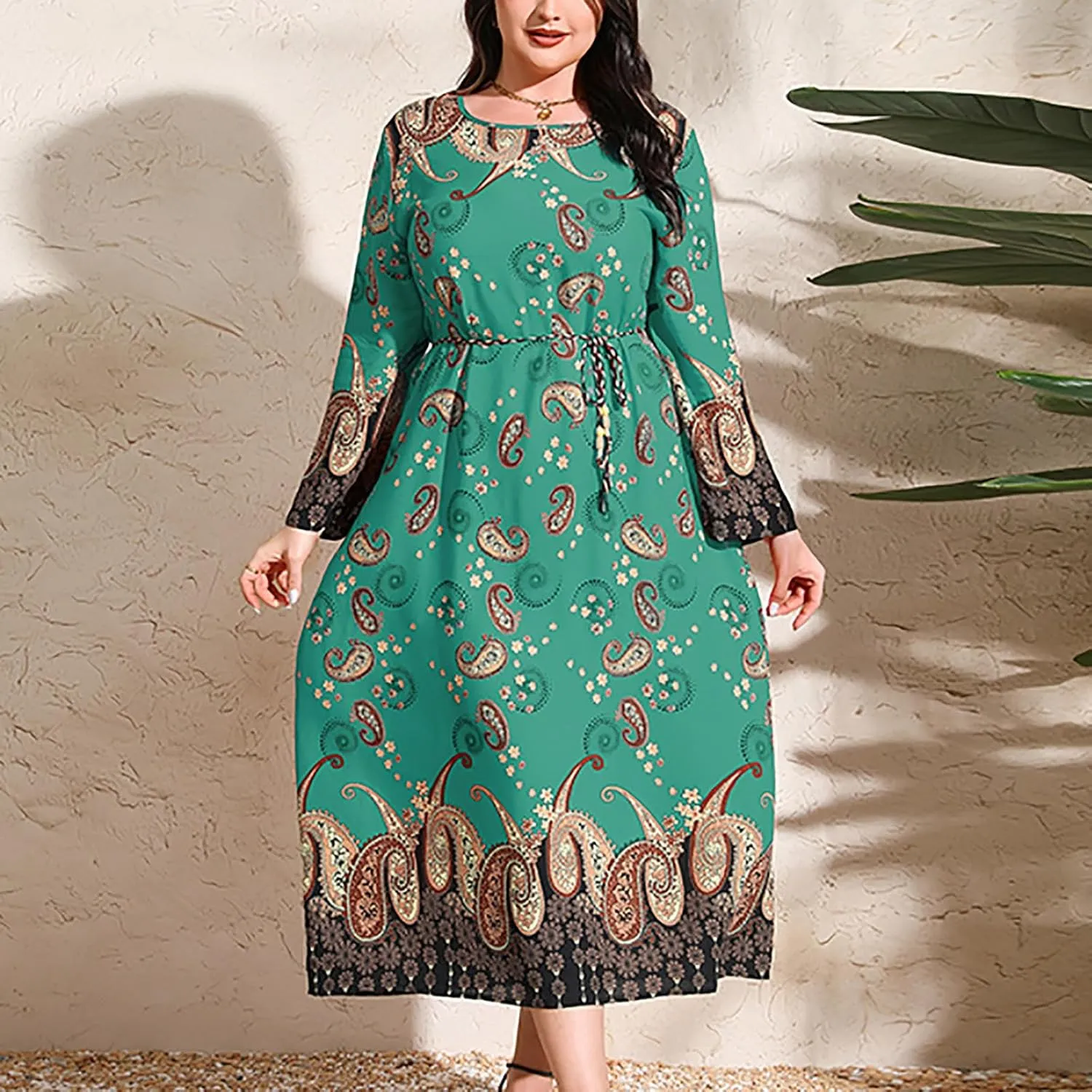 Womens Dresses Casual Dressy Long Sleeve Long Maxi Dress Fall Fashion Bohemian Floral Dresses for Women 2024