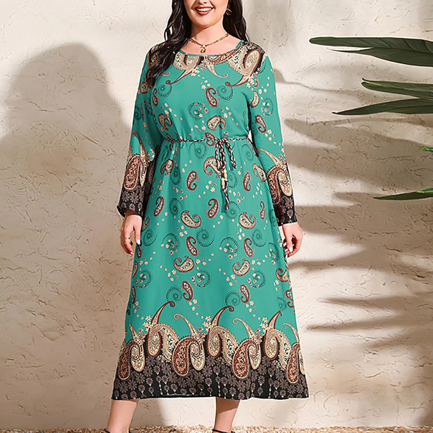 Womens Dresses Casual Dressy Long Sleeve Long Maxi Dress Fall Fashion Bohemian Floral Dresses for Women 2024