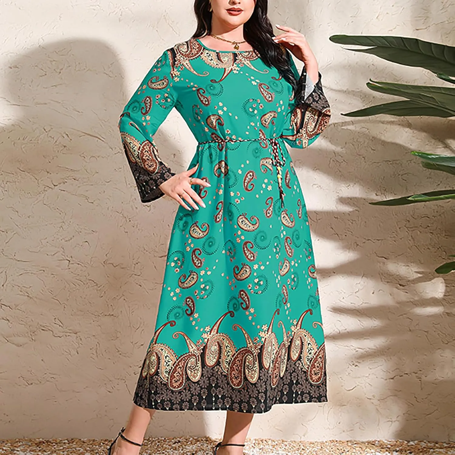 Womens Dresses Casual Dressy Long Sleeve Long Maxi Dress Fall Fashion Bohemian Floral Dresses for Women 2024