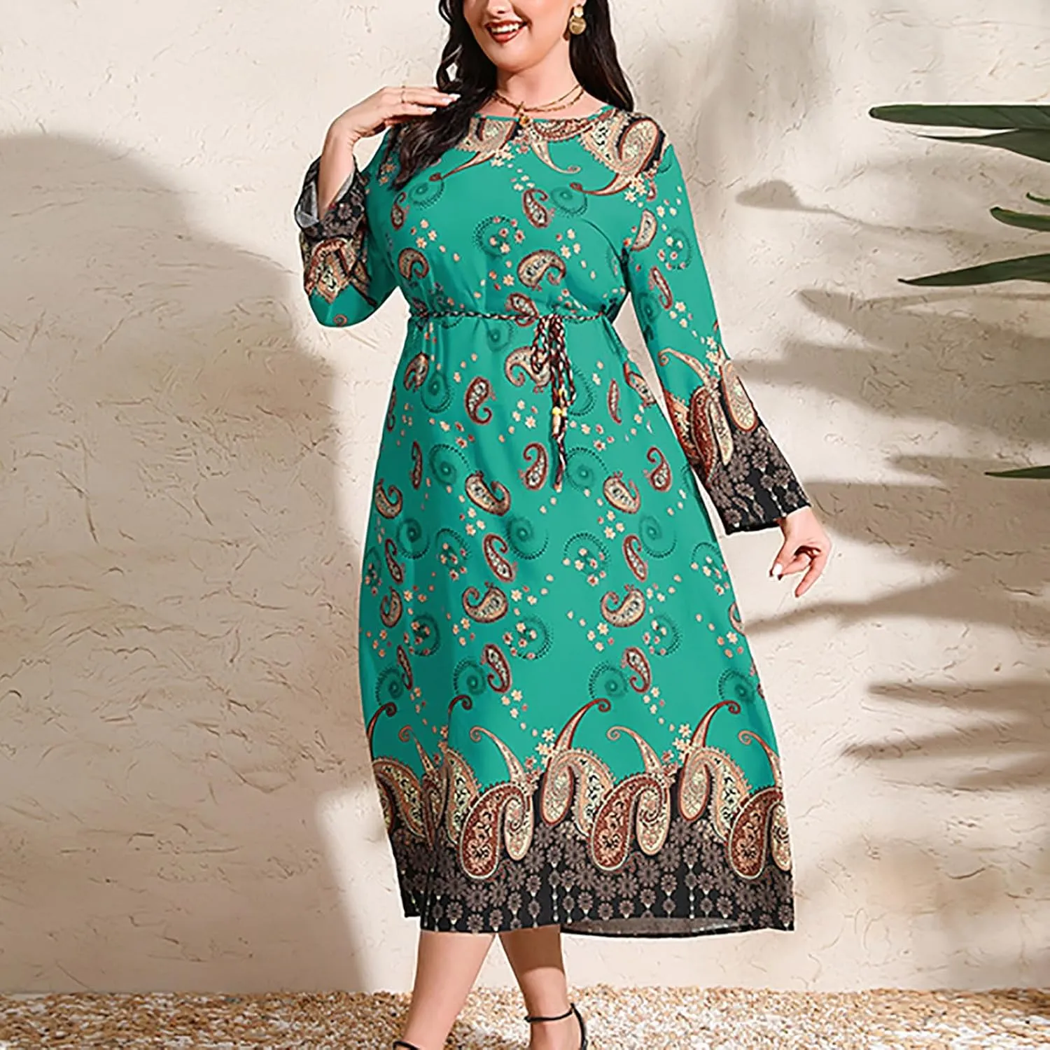 Womens Dresses Casual Dressy Long Sleeve Long Maxi Dress Fall Fashion Bohemian Floral Dresses for Women 2024
