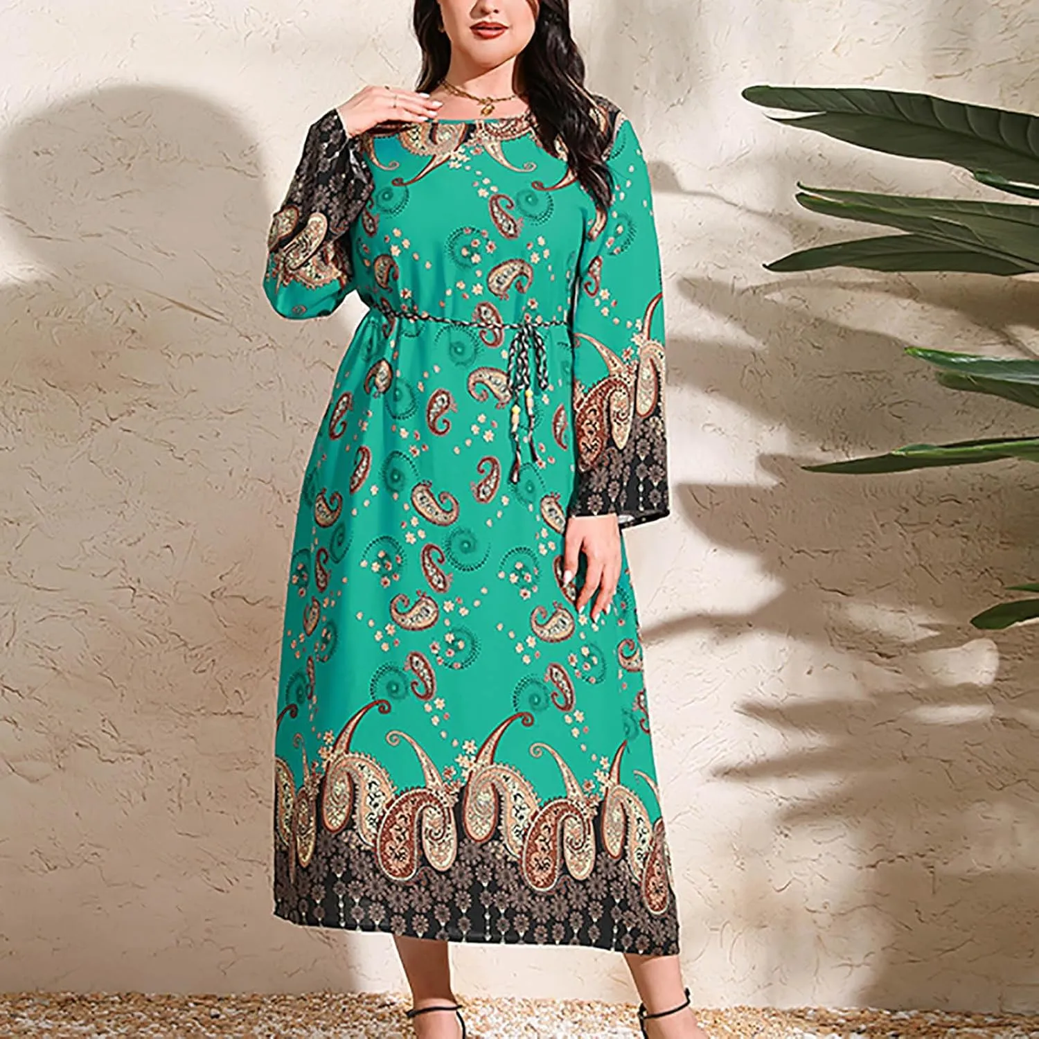 Womens Dresses Casual Dressy Long Sleeve Long Maxi Dress Fall Fashion Bohemian Floral Dresses for Women 2024