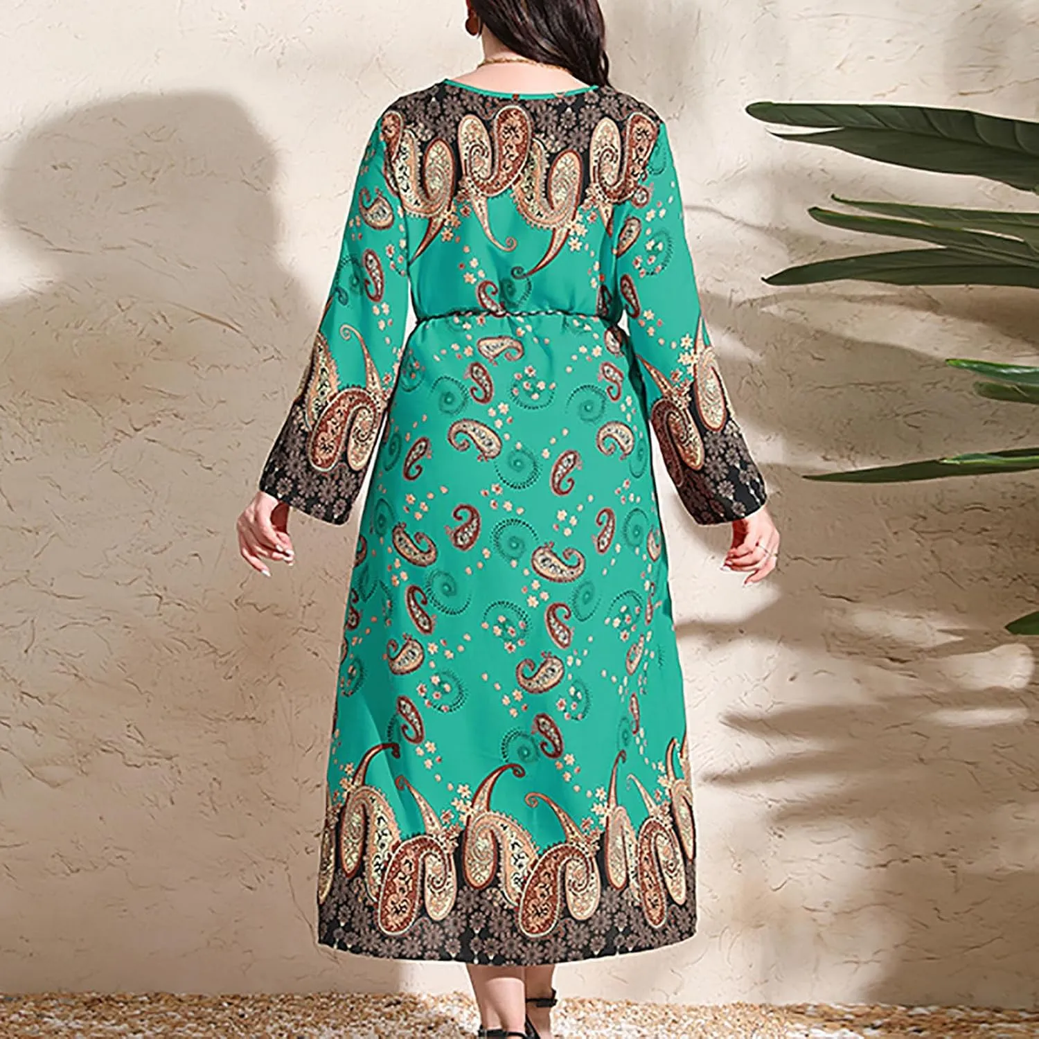 Womens Dresses Casual Dressy Long Sleeve Long Maxi Dress Fall Fashion Bohemian Floral Dresses for Women 2024