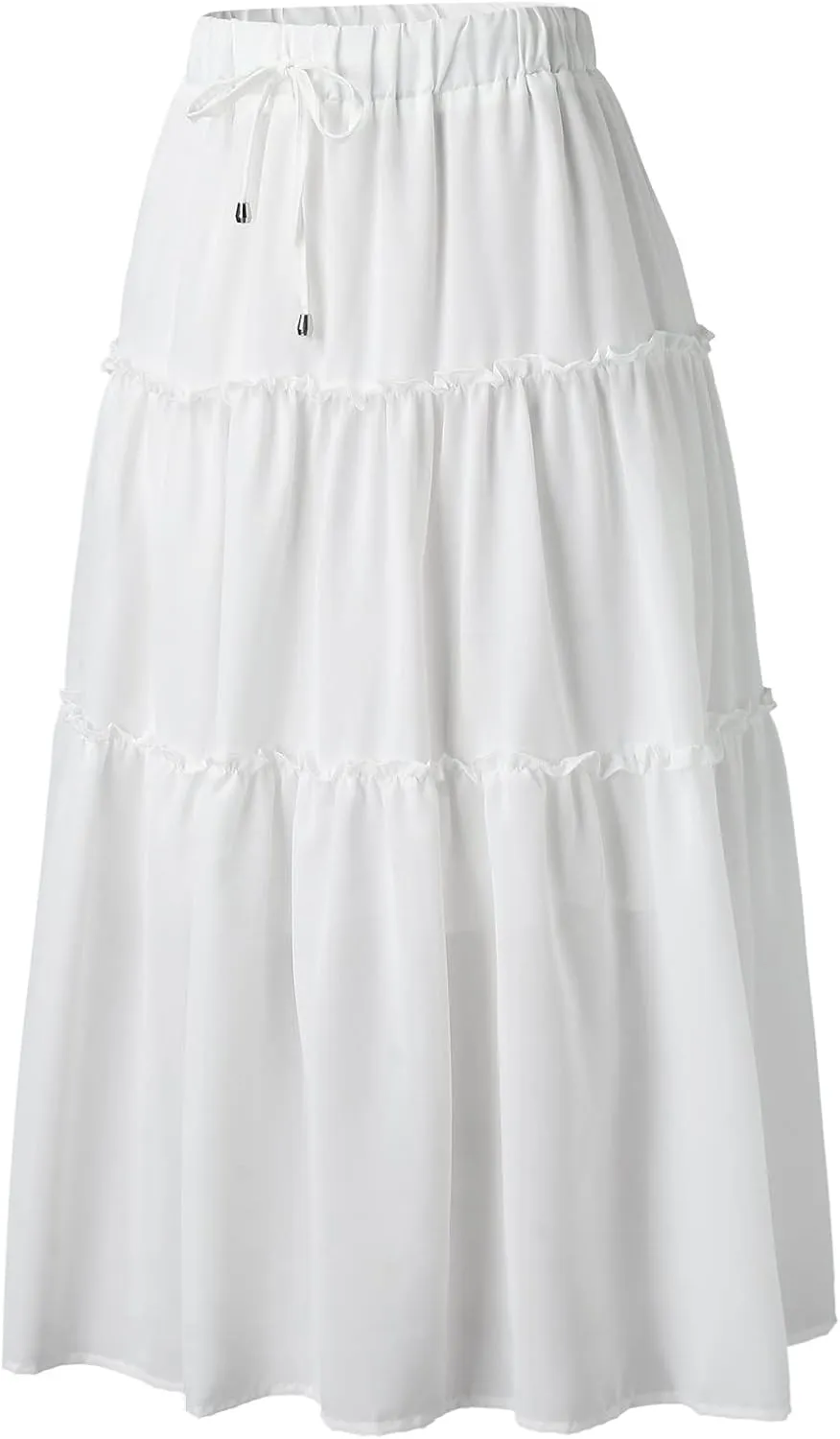 Womens Elastic High Waist Boho Maxi Skirt Ruffle A Line Swing Long Skirts Long Skirts for Women