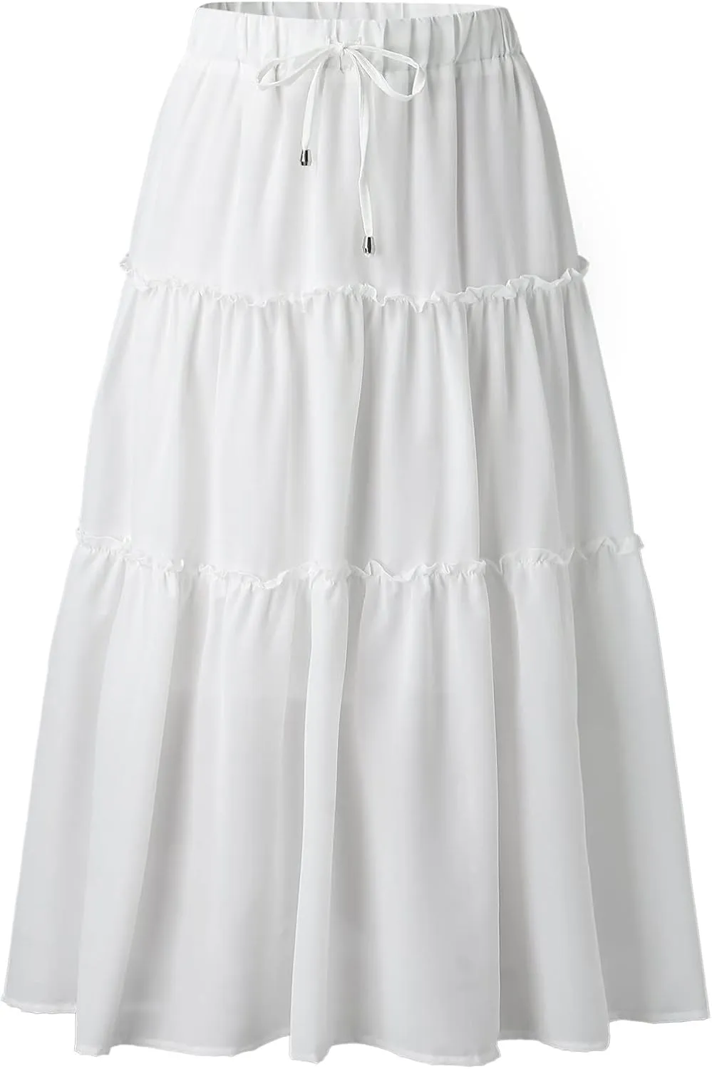 Womens Elastic High Waist Boho Maxi Skirt Ruffle A Line Swing Long Skirts Long Skirts for Women