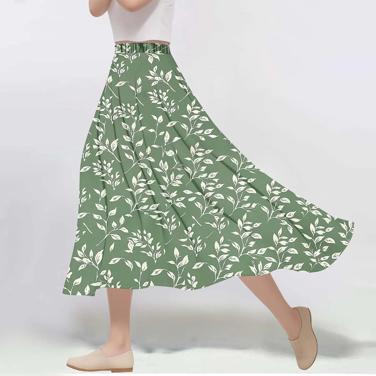 Women's Floral Print Maxi Skirts Flowy Swing A-Line Pleated Long Skirt Summer Fashion Boho Beach Vacation Outfit 2025