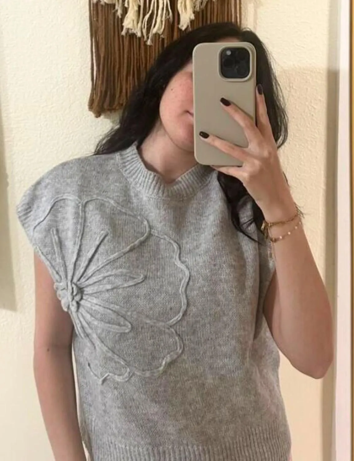 Womens Floral Sweater Vest Cute Cap Sleeve Tops 3D Flower Decor Knit Tank Top Loose Spring Fall Summer Clothes 2025