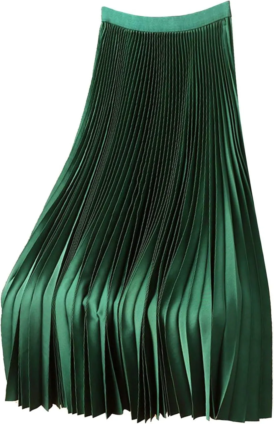 Women's Flowy Long Skirt Casual Satin Fashion Outfits Dresses Pleated A-Line Plus Size Swing Flare Midi Skirt