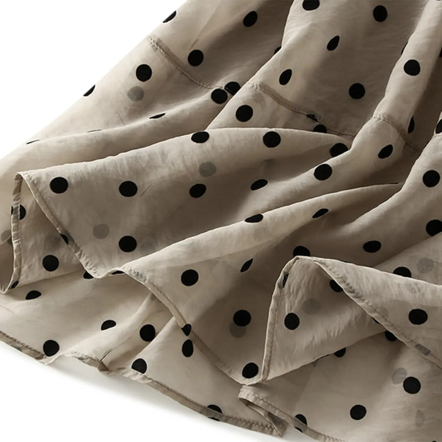 Womens Gauze Skirts Polka Dot Print A Line Swing Midi Skirt Summer Casual Boho Beach Skirts Resort Wear