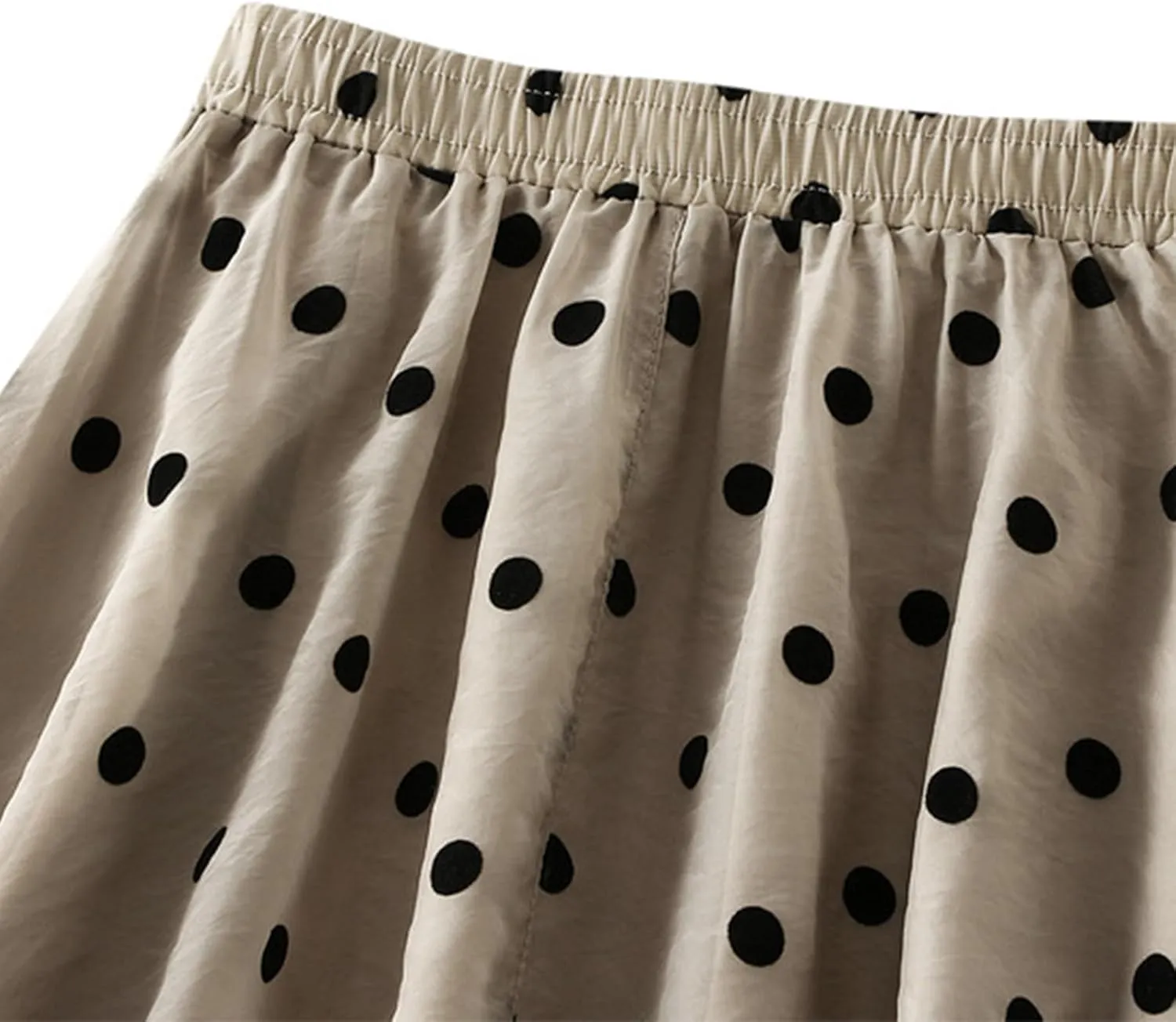 Womens Gauze Skirts Polka Dot Print A Line Swing Midi Skirt Summer Casual Boho Beach Skirts Resort Wear