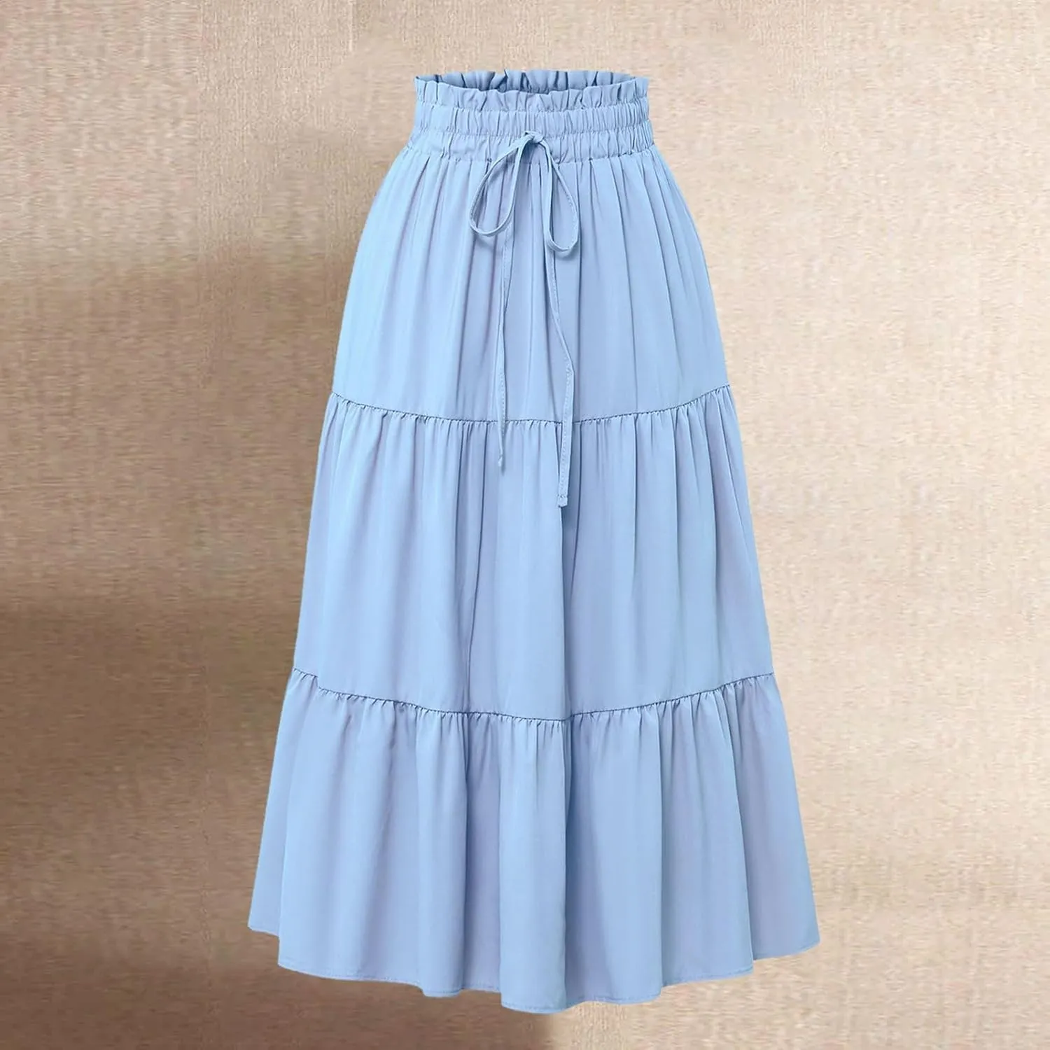 Womens High Waisted Elastic Skirt 2025 Trendy Casual Print Long Skirt Summer Flowy Swing Pleated A-Line Maxi Skirts
