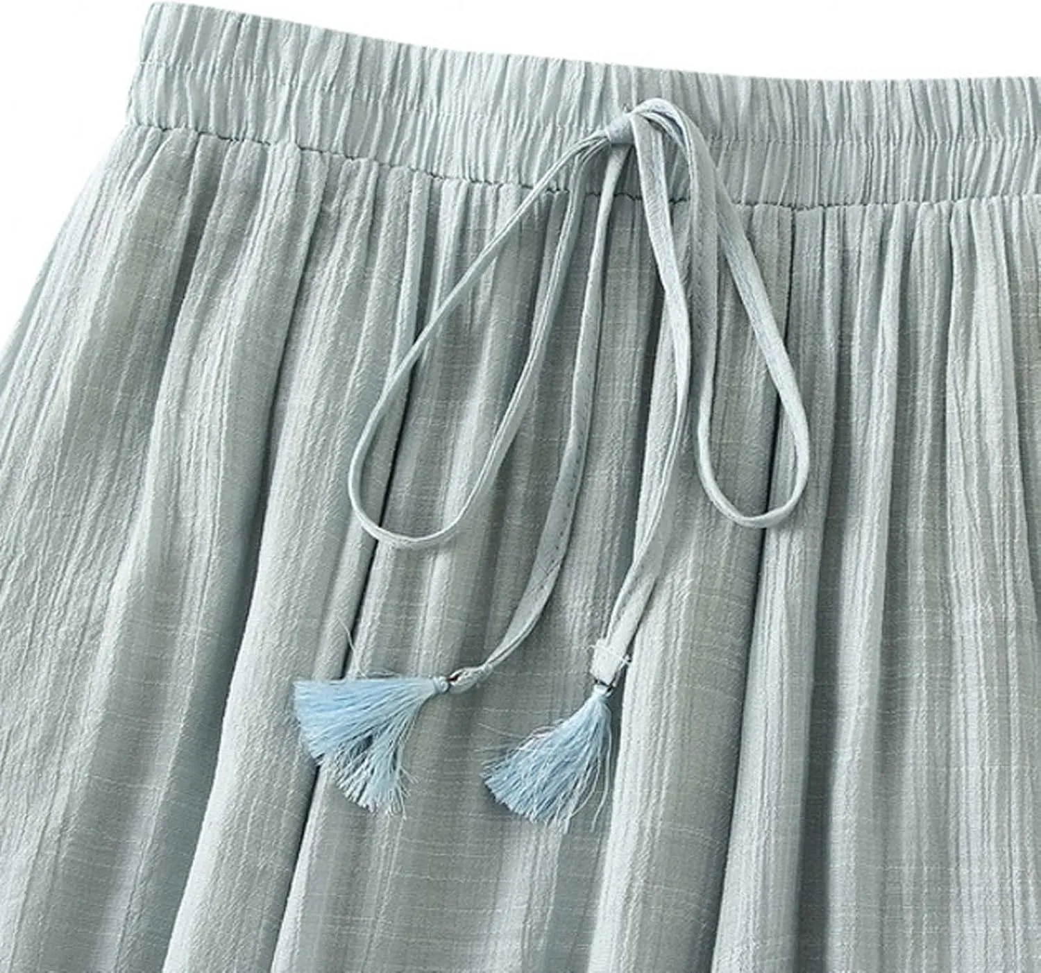 Womens Hot Drawstring Midi Skirt 2024 Summer Cotton Linen Skirts Casual High Waist Swing Skirt Beach Vacation Outfits