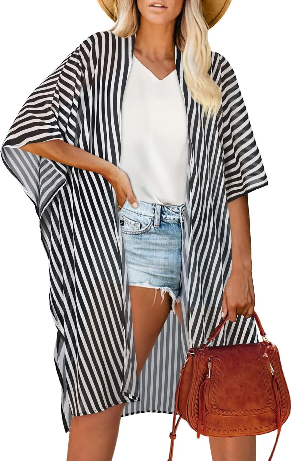 Women's Kimono Beach Cover up for Summer Bathing Suits Cardigans Casual Loose Swimwear