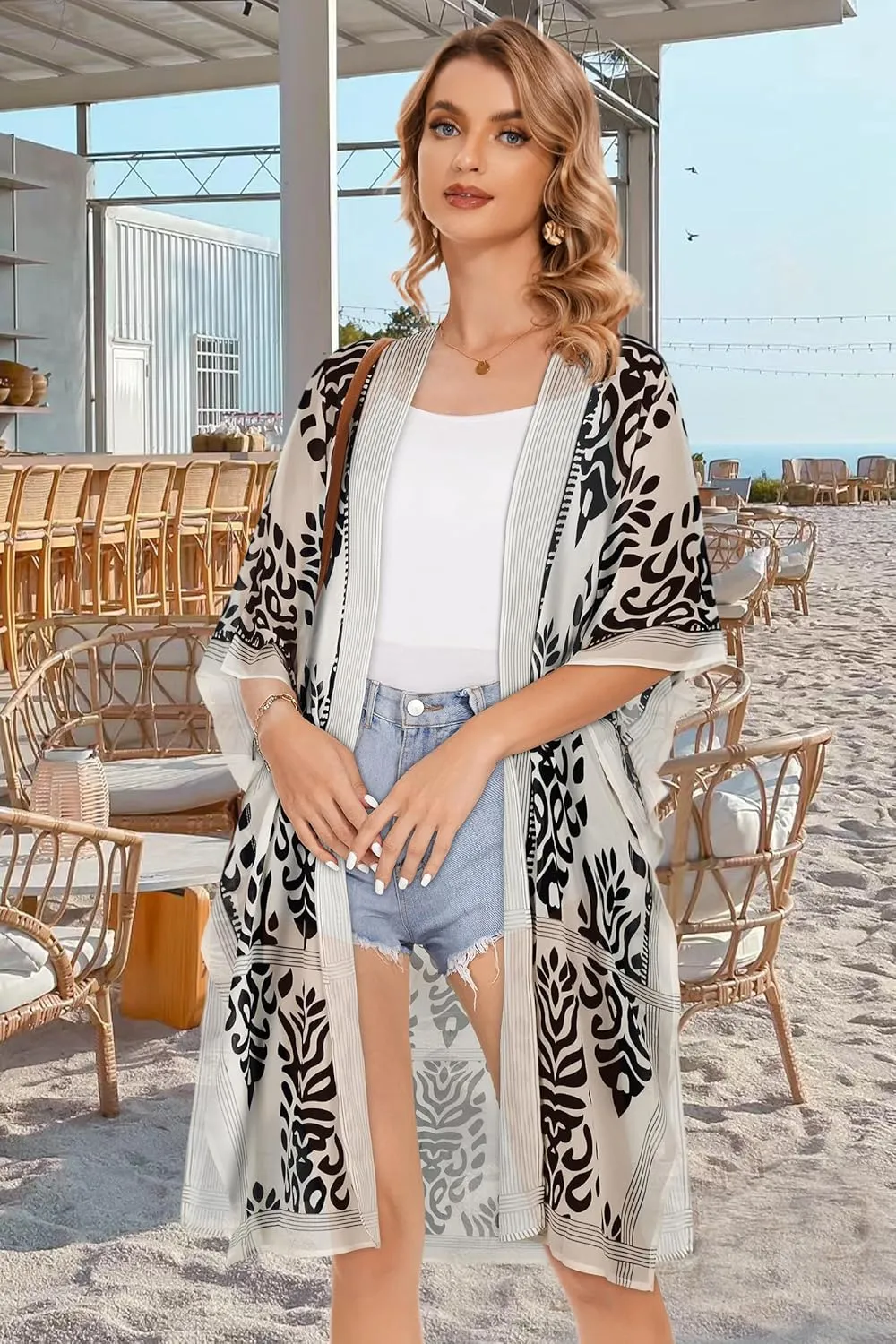 Women's Kimono Beach Cover up for Summer Bathing Suits Cardigans Casual Loose Swimwear