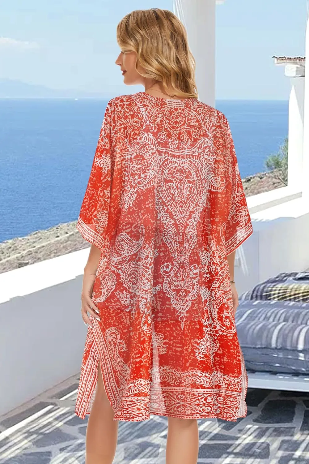 Women's Kimono Beach Cover up for Summer Bathing Suits Cardigans Casual Loose Swimwear