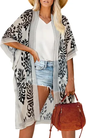Women's Kimono Beach Cover up for Summer Bathing Suits Cardigans Casual Loose Swimwear