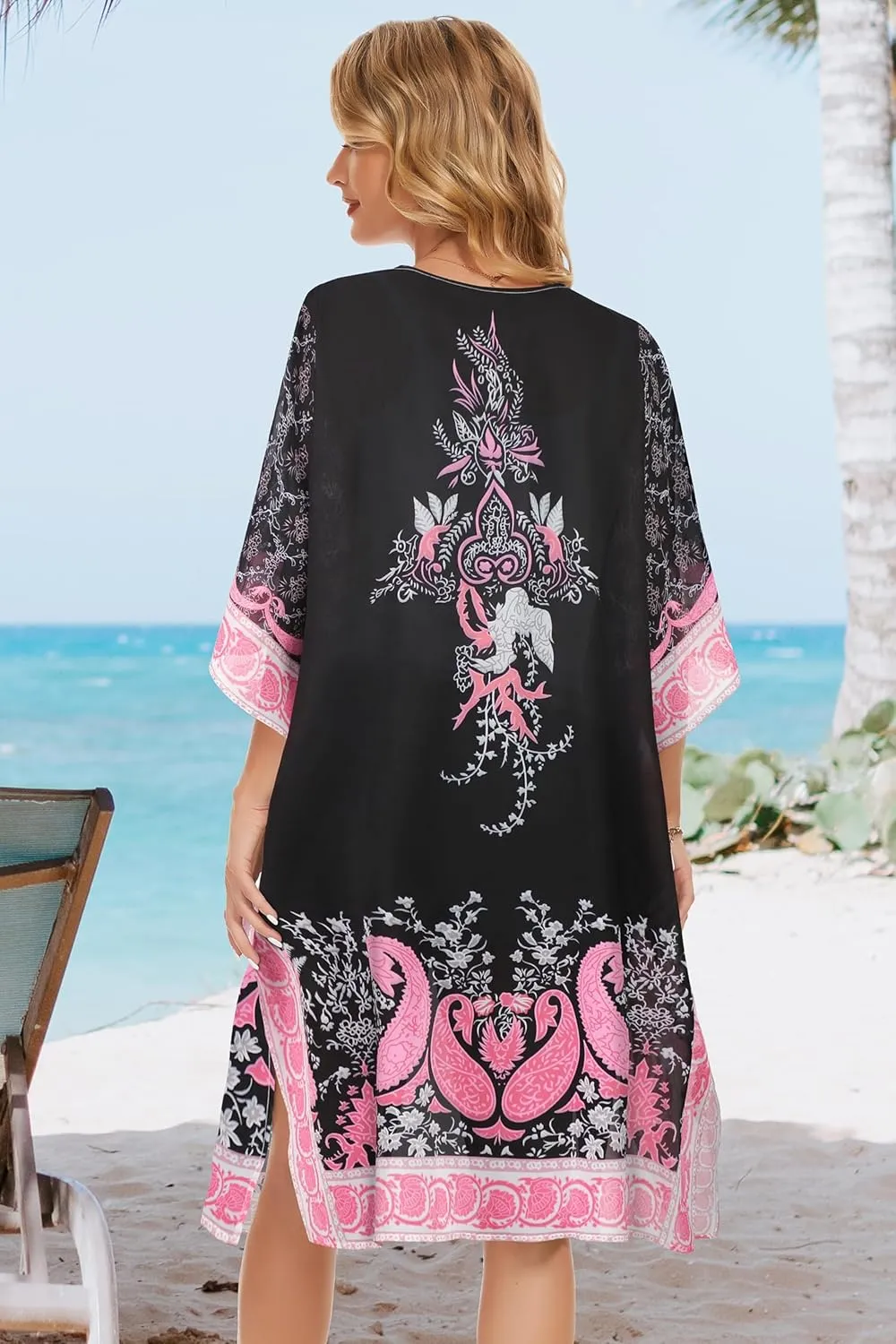 Women's Kimono Beach Cover up for Summer Bathing Suits Cardigans Casual Loose Swimwear