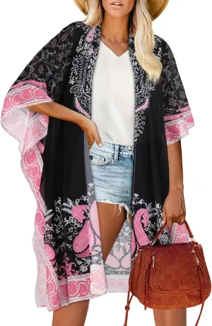 Women's Kimono Beach Cover up for Summer Bathing Suits Cardigans Casual Loose Swimwear