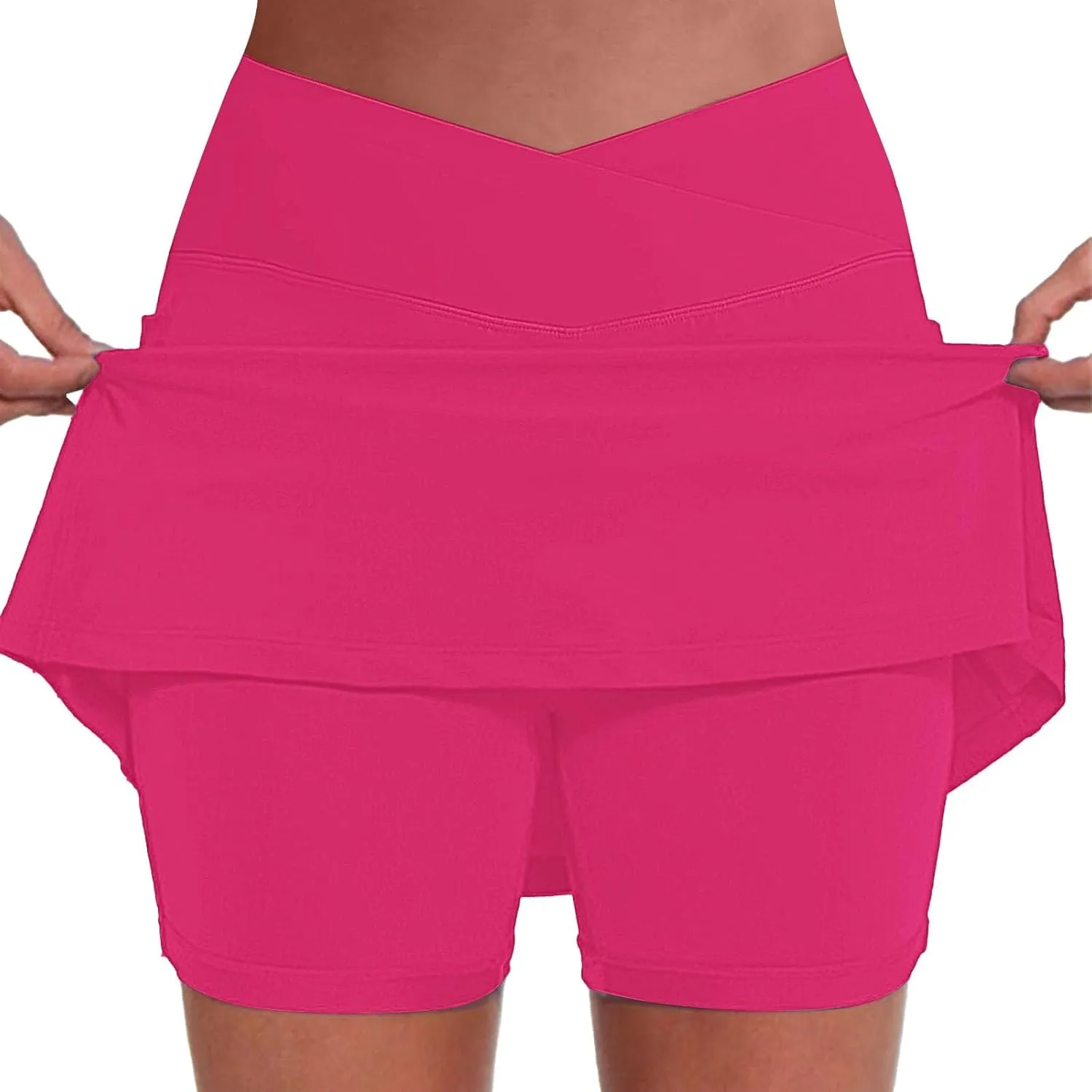 Women's Pleated Skirts Summer Sports Loose Trendy Drawstring Solid Color Yoga Fitness Tennis Skirt Plus Size, S-5XL